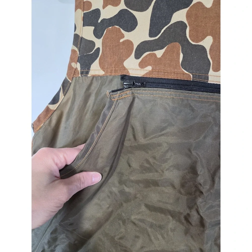 Vintage Saf-T-Bak Vest Mens Large 42-44 Brown Camo Quilted Hunting Canvas USA